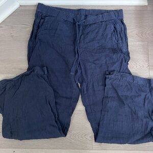 Caslon Blue Wide Leg Linen Pants, Size L